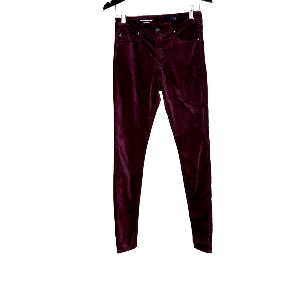 AG The Farrah Skinny pants velvet high-rise burgundy